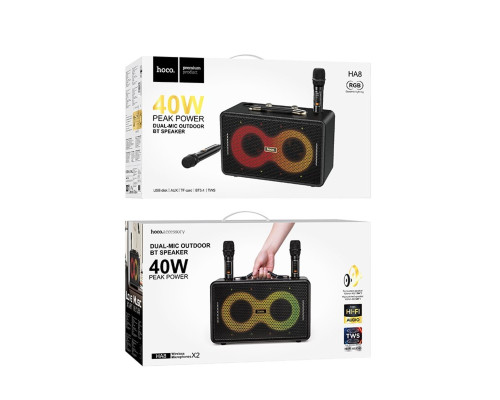 Портативна колонка HOCO HA8 Ave wireless dual-mic outdoor BT speaker Black (6942007629843)