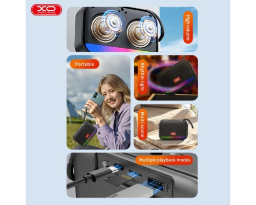 Акустична система XO F66 Illuminated Small Portable Speaker Чорна mag-6975837583313141118