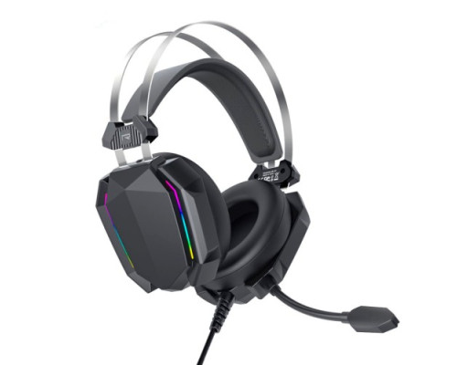 Ігрові навушники XO GE-07 Static RGB Long mic USB+Dual 3.5mm Black mag-6920680851652140371