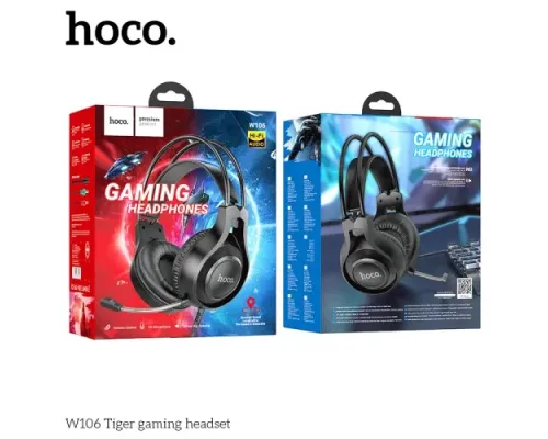 Навушники HOCO W106 Tiger gaming headset Black mag-6931474789297151100