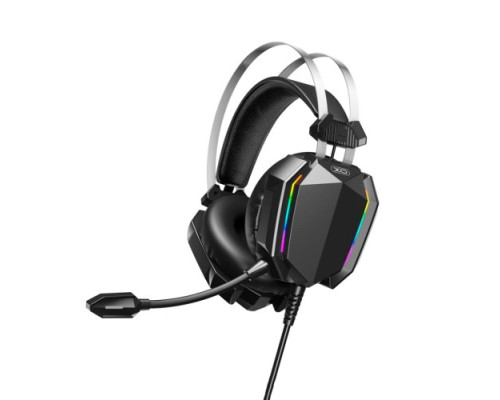 Ігрові навушники XO GE-07 Static RGB Long mic USB+Dual 3.5mm Black Дефект пакування mag-2000001545058143060