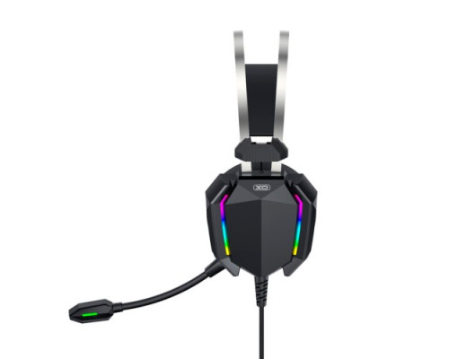 Ігрові навушники XO GE-07 Static RGB Long mic USB+Dual 3.5mm Black Дефект пакування mag-2000001545058143060