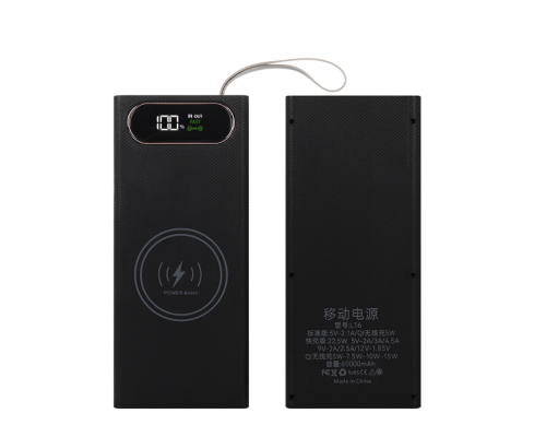 Корпус до Power Bank L16 18650 з дисплеєм та бездротовою зарядкою 22.5W black PLS-00-00130501