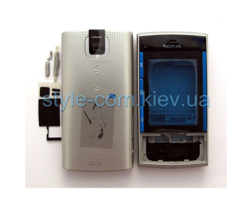 Корпус для Nokia X3-00 повний комплект silver/blue High Quality TPS-2701218800007