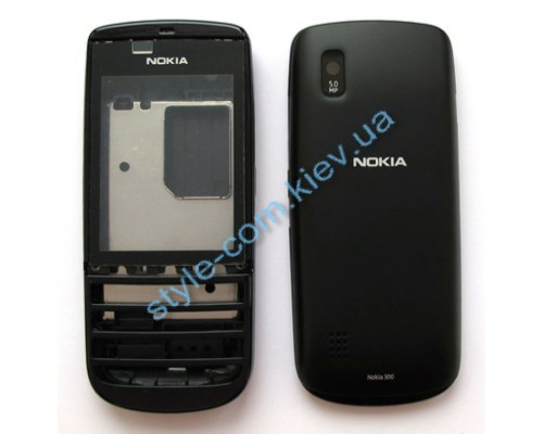 Корпус для Nokia Asha 300 повний комплект black High Quality TPS-2701296400007