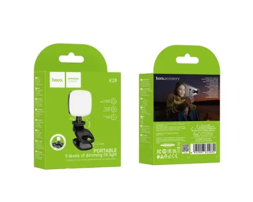 Портативна лампа Hoco K28 Beauty mini fill light black mag-6942007655880146181