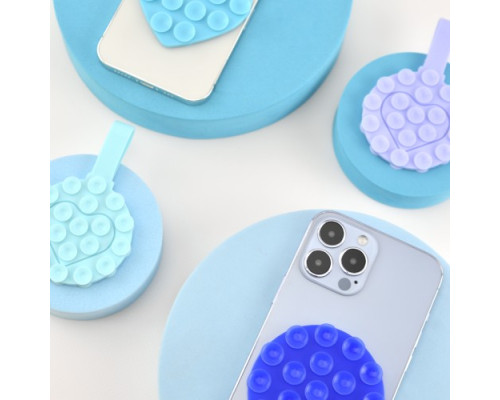 Тримач-присоска Ліппер для телефону двохсторонній серце Light blue mag-2000001610558139386