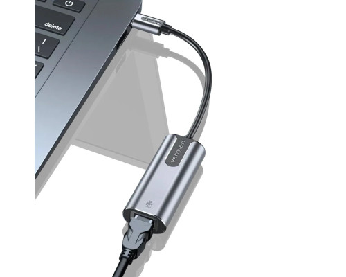 Адаптер Vention USB-C to Gigabit Ethernet Adapter 0.15M Gray Aluminum Alloy Type (CFNHB) (CFNHB)
