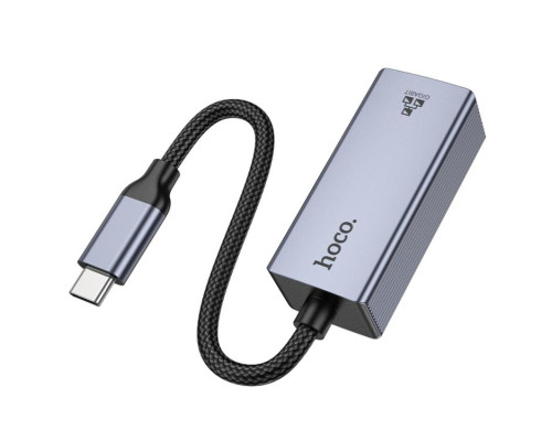 Мережевий адаптер HOCO UA37 Type-C ethernet adapter (1000 Mbps) Metal Gray (6942007647281)