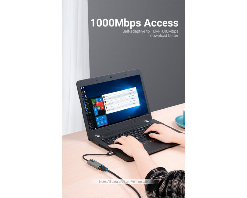 Адаптер Vention USB 3.0-A to Gigabit Ethernet Adapter Gray 0.15M Aluminum Alloy Type (CEWHB) (CEWHB)