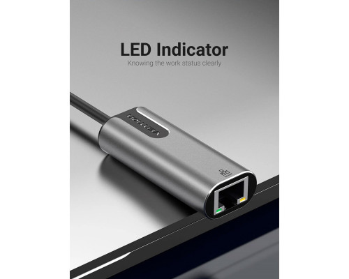 Адаптер Vention USB 3.0-A to Gigabit Ethernet Adapter Gray 0.15M Aluminum Alloy Type (CEWHB) (CEWHB)