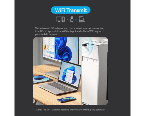 Адаптер Vention USB Wi-Fi Dual Band Adapter 2.4G/5G Black (KDSB0) (KDSB0)