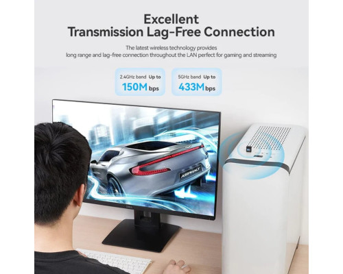 Адаптер Vention USB Wi-Fi Dual Band Adapter 2.4G/5G Black (KDSB0) (KDSB0)