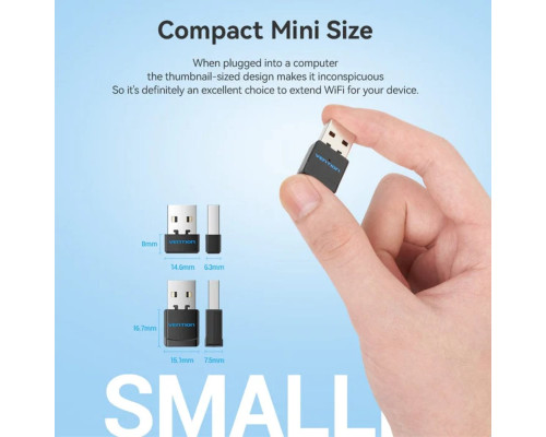 Адаптер Vention USB Wi-Fi Dual Band Adapter 2.4G/5G Black (KDSB0) (KDSB0)