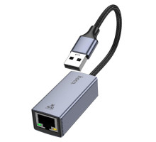 Мережевий адаптер HOCO UA37 USB ethernet adapter (1000 Mbps) Metal Gray (6942007647274)
