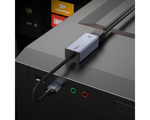 Мережевий адаптер HOCO UA37 USB ethernet adapter (1000 Mbps) Metal Gray (6942007647274)