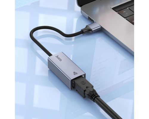 Мережевий адаптер HOCO UA37 USB ethernet adapter (1000 Mbps) Metal Gray (6942007647274)