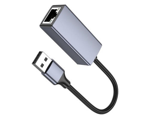 Мережевий адаптер HOCO UA37 USB ethernet adapter (1000 Mbps) Metal Gray (6942007647274)