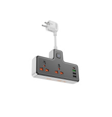 Мережевий подовжувач HOCO AC12A Reise 2-position expansion socket(PD30W/1C3A) Black (6942007607094)