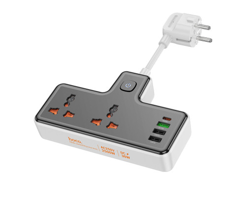 Мережевий подовжувач HOCO AC12A Reise 2-position expansion socket(PD30W/1C3A) Black (6942007607094)