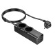 Мережевий подовжувач HOCO NS10 Wisdom 2-position (PD67W/3C1A) desktop socket (EU/GER) Black (6942007638500)