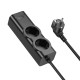 Мережевий подовжувач HOCO NS10 Wisdom 2-position (PD67W/3C1A) desktop socket (EU/GER) Black (6942007638500)