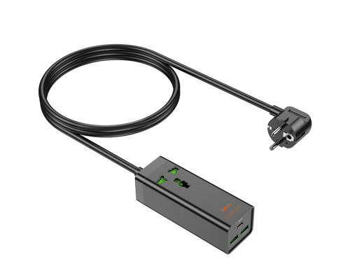 Мережевий подовжувач HOCO AC9A Talent PD30W(1C2A with 1 socket) desktop charger Black (6942007601634)