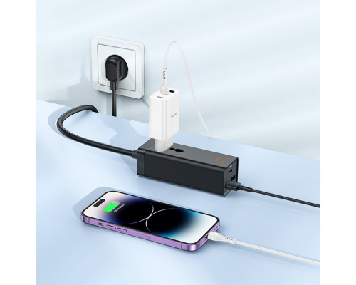 Мережевий подовжувач HOCO AC9A Talent PD30W(1C2A with 1 socket) desktop charger Black (6942007601634)