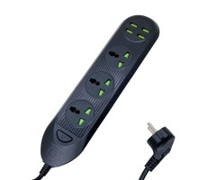 Мережевий подовжувач WUW C133 4USB+3Socket 2500W 2m Black (WUW-C133)