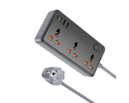 Мережевий подовжувач BOROFONE BAC3A Roy 3 position socket(PD20W/1C3A)(EU) Black (6941991111464)