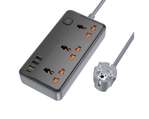 Мережевий подовжувач BOROFONE BAC3A Roy 3 position socket(PD20W/1C3A)(EU) Black (6941991111464)