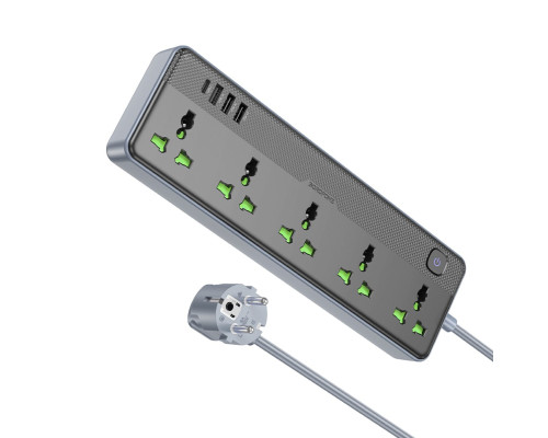Мережевий подовжувач BOROFONE BAC4A Lord 5 position socket(1C3A)(EU) Black (6941991111488)