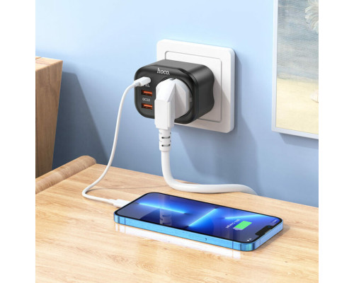 Мережевий зарядний пристрій HOCO NS3 Multifunctional socket(including 1C2A PD20W fast charge) Black (6931474766168)