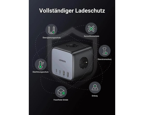 Мережевий зарядний пристрій UGREEN CD268 65W DigiNest Cube (2C2A) (UGR-60113) (UGR-60113)