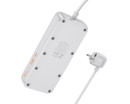 Мережевий подовжувач HOCO AC22 Sunlight 4-bit (PD30W/1C3A) desktop socket (EU/GER) White (6942007629799)