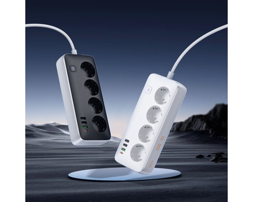 Мережевий подовжувач HOCO AC22 Sunlight 4-bit (PD30W/1C3A) desktop socket (EU/GER) White (6942007629799)