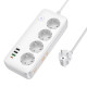 Мережевий подовжувач HOCO AC22 Sunlight 4-bit (PD30W/1C3A) desktop socket (EU/GER) White (6942007629799)