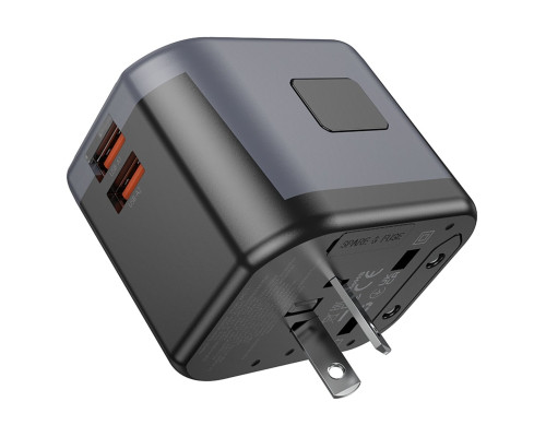Мережевий зарядний пристрій BOROFONE BAC13 Leader 3-port PD20W(1C2A) universal conversion charger Black (6941991117169)