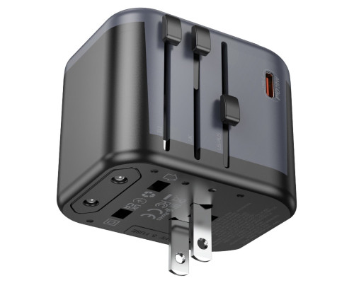 Мережевий зарядний пристрій BOROFONE BAC13 Leader 3-port PD20W(1C2A) universal conversion charger Black (6941991117169)