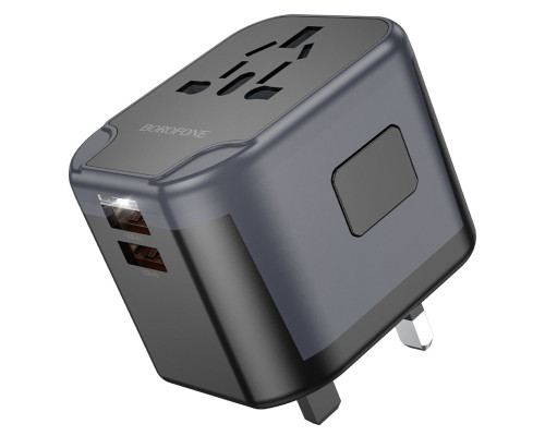 Мережевий зарядний пристрій BOROFONE BAC13 Leader 3-port PD20W(1C2A) universal conversion charger Black (6941991117169)