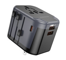 Мережевий зарядний пристрій BOROFONE BAC13 Leader 3-port PD20W(1C2A) universal conversion charger Black (6941991117169)