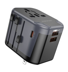 Мережевий зарядний пристрій BOROFONE BAC13 Leader 3-port PD20W(1C2A) universal conversion charger Black (6941991117169)