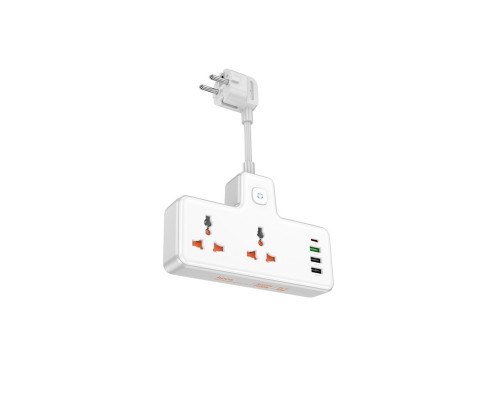 Мережевий подовжувач HOCO AC12A Reise 2-position expansion socket(PD30W/1C3A) White (6942007607100)