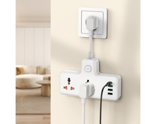 Мережевий подовжувач HOCO AC12A Reise 2-position expansion socket(PD30W/1C3A) White (6942007607100)