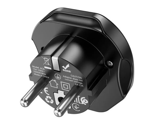 Мережевий зарядний пристрій HOCO AC6 Unimpeded universal conversion plug Black (6931474791511)