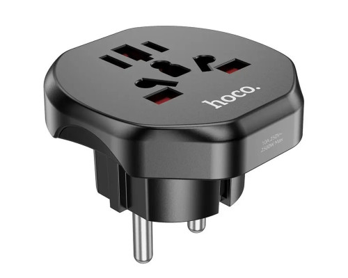 Мережевий зарядний пристрій HOCO AC6 Unimpeded universal conversion plug Black (6931474791511)