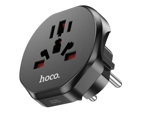 Мережевий зарядний пристрій HOCO AC6 Unimpeded universal conversion plug Black (6931474791511)