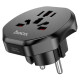 Мережевий зарядний пристрій HOCO AC6 Unimpeded universal conversion plug Black (6931474791511)