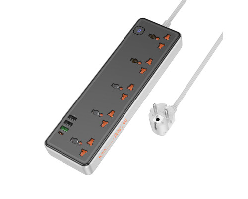 Мережевий подовжувач HOCO AC14A Rico 5-position socket(PD30W/1C3A) Black (6942007607179)