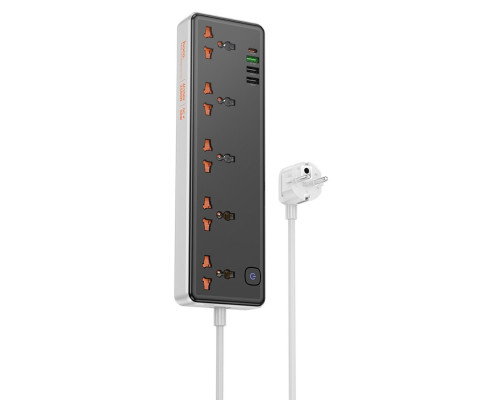 Мережевий подовжувач HOCO AC14A Rico 5-position socket(PD30W/1C3A) Black (6942007607179)